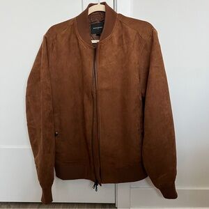 Brown Suede Bomber Jacket